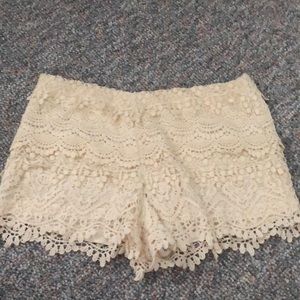White/Cream lace shorts